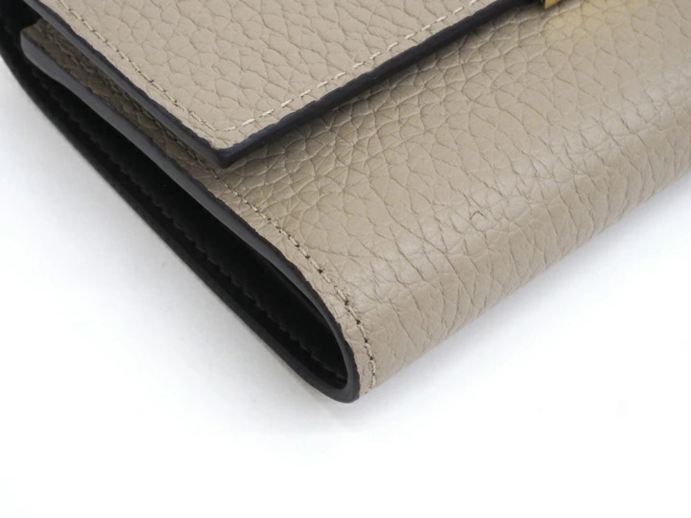 LOUIS VUITTON Portefeuille Capucines Compact Galet Greige Gray Leather Wallet - Picture 5 of 8